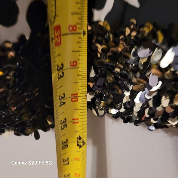 Vintage Old Navy Sequin Floral Dress Womens 22 Black White Knee‎ Length Sheer - Picture 6 of 8